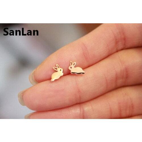 Arrival Cute Tiny Bunny Stud Earrings Animal rabbit Children Earrings Jewelry for Women Girls Gift SanLan