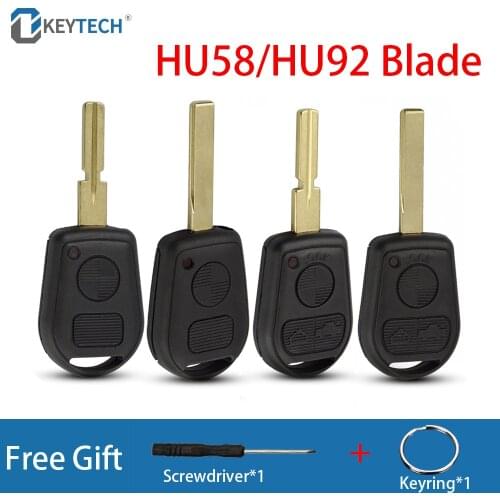 OkeyTech Straight Car Key Shell For BMW E31 E32 E34 E36 E38 E39 E46 Z3 Z4 2/3 Buttons Key Fob Case Replacement HU58/HU92 Blade