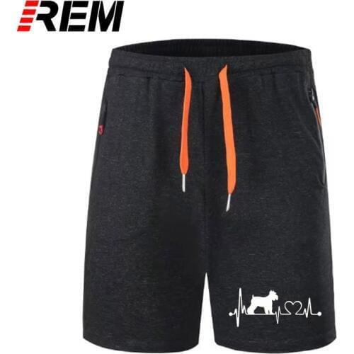 REM short pants Men Printing Animal Lover I Love My Dog Schnauzer Heartbeat O-Neck Short panties