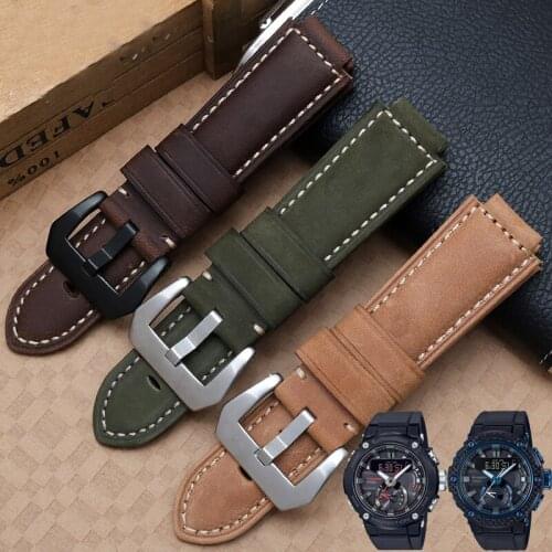 Leather strap watchband convex modified watch chain for gst-b200 watch belt 5608 gst-b200 mens watch belt watch trap 24 * 16mm