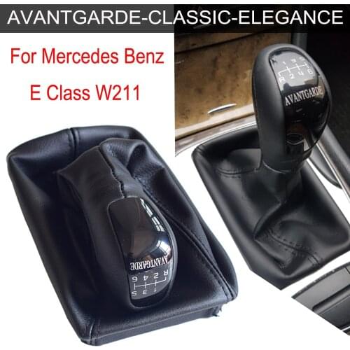 Gear Shift Knob Stick Lever HandBall Manual 6 Speed Fit For Mercedes Benz E-Class W211 2002-2006 Gaiter Boot Leather Cover Case