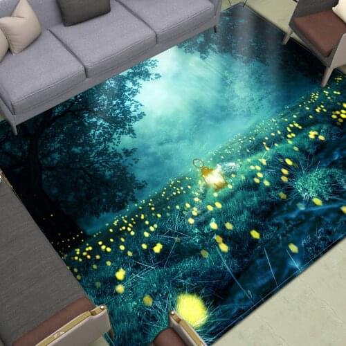 Firefly lawn Area Rugs Large Magic Forest Floor Mat Psychedlic Mandala Home Living Room Bedroom Carpet Decor Doormat Fairy Tale