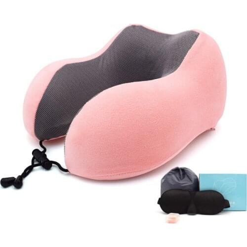 Travel Office Car Embrace Cervical Pillow U-Shape Magnetic Headrest 30X28Cm Neck Pillow Memory Foam Filler with Eyemask Earplug