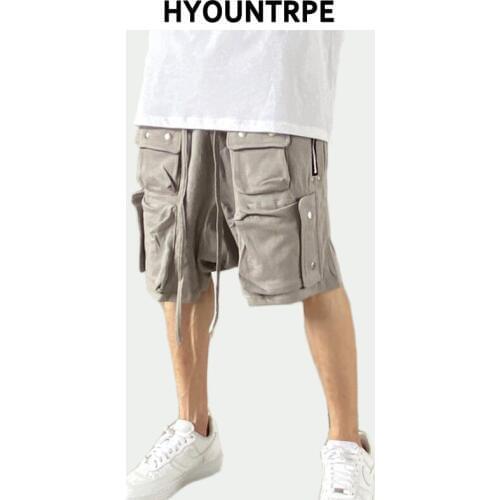 Hip Hop Cross Pants with Pockets Elastic Waist Pants Half Pants Mens Summer Casual Drawstring Sportswear Pant Joggers Men Shorts