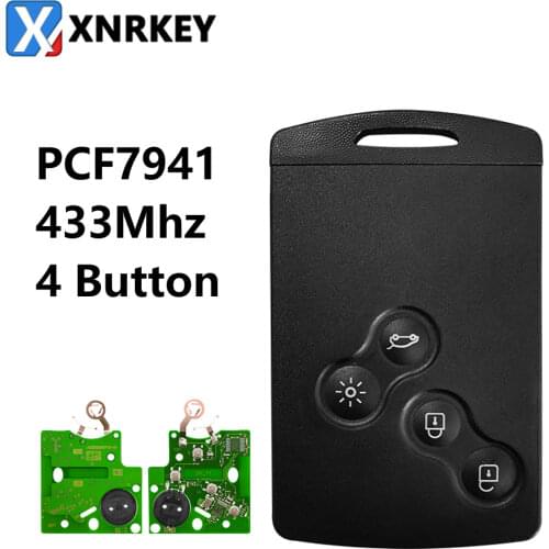 New Free Shipping (1pcs) 4 Button Remote Card With PCF7941 Chip 433Mhz For Renault Megane III Laguna III Smart Card Before 2016