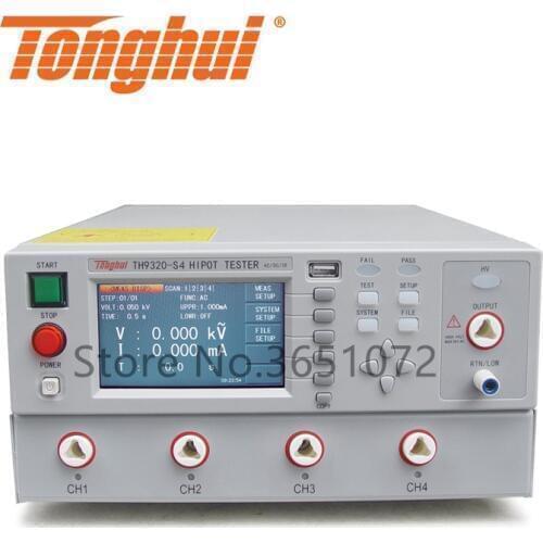 TH9320-S4/TH9320-S8 Hipot Tester AC/DC Type, AC 0-20 mA, DC 0-10 mA, 1Mohm-9999Mohm
