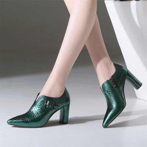 2021 New Fashion Pumps Women Genuine Leather High Heels Party Wedding Shoes Woman Pointed Toe Spring Autumn Office Pumps