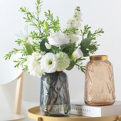 Flower Vase Home Decoration Vase for Flower Glass Vase Home Decoration Accessories Modern Wedding Gold Vase Transparent Tabletop