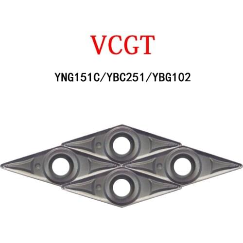 VCGT VCGT11 VCGT110302-SF YNG151C VCGT110304-HF YBC251 CNC Machine Metal Cutters Lathe Tools Carbide Turning Inserts 10PCS