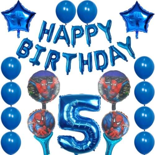 30Pcs Spiderman Foil Balloons 1 2 3 4 5 6 7 8 9st Super Hero Globos Birthday Party Decorations Number Balloon Star Kids Toys