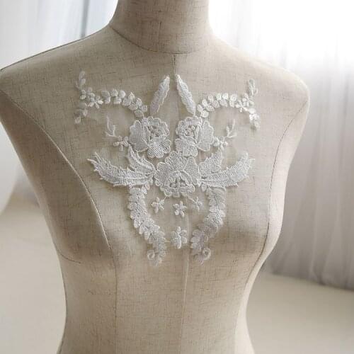 10 Pieces Embroideried Lace Applique Flower Lace Trim Fabric Patch Garment Accessories DIY Wedding Dress Bridal Veil Decorative