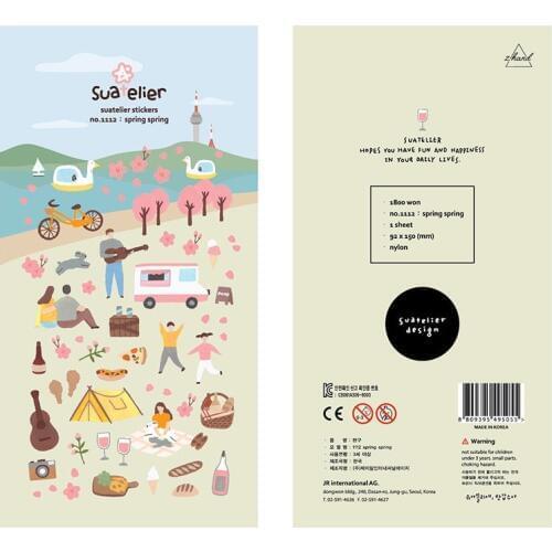 1 Sheet Cute Spring Sakura Outing Decorative Sticker DIY Scrapbooking Diary Stationery Stickers