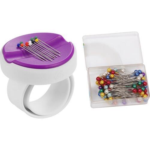 1 Set Useful Sewing Tool Magnetic Wristband Pin Holder + 1 Box Round Head Dressmaker Pins