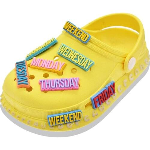 10 Peices PVC Shoe Charms Buckles Shoes Accessories Monday to Weekend Fit For Sandals Garden Shoe Charms Party Gift