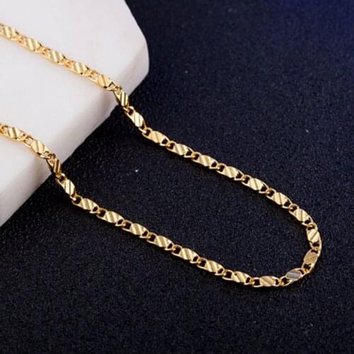 2mm Flat Chain Necklace For Women Men Jewelry Necklaces & Pendants Gold Silver Color Chain Necklace Charms Jewellery 16-30 Inch