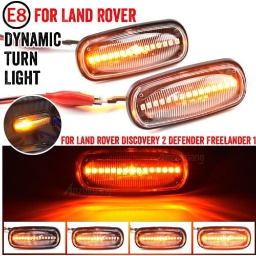 2Pcs Amber Dynamic Flowing LED Side Marker Light For Land Rover Discovery 2 1999-2004 Defender Freelander 1 2002-2005