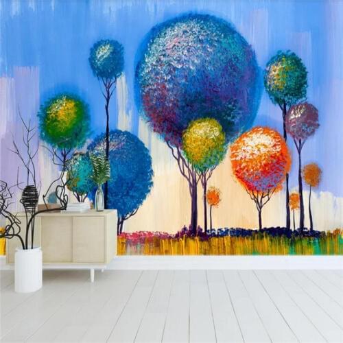 Custom 3d wallpaper abstract forest background wall hand-painted oil painting colorful mural high-grade waterproof material