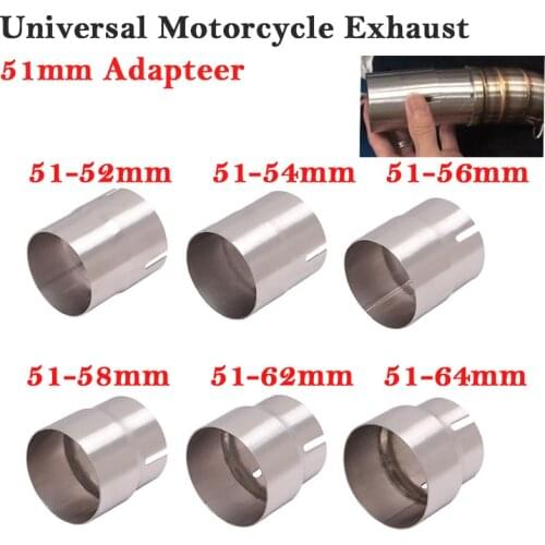 51mm to 52MM 54MM 56MM 58MM 62MM Motorcycle Yoshimura Exhaust Escape Convertor Adapter Link Pipe Tube Reducer 60mm Muffler Race