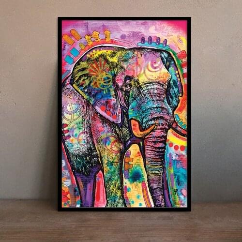 Abstract Animal Elephant Oil Painting on Canvas Wall Art Picture Colorful Animal Canvas Poster Prints Paintings for Home Decor