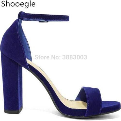 Design Lady Buckle Strap Sandals Suede Women Summer Shoes Sexy High Heels Gladiator Sandals Open Toe Thick Heel Party Dress Shoe