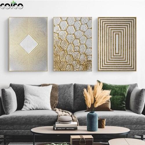 Black Gold Geometry Abstract Canvas Print Painting Frame Nordic Modern Round Wall Home Decor Posters Modular Art Picture Frame