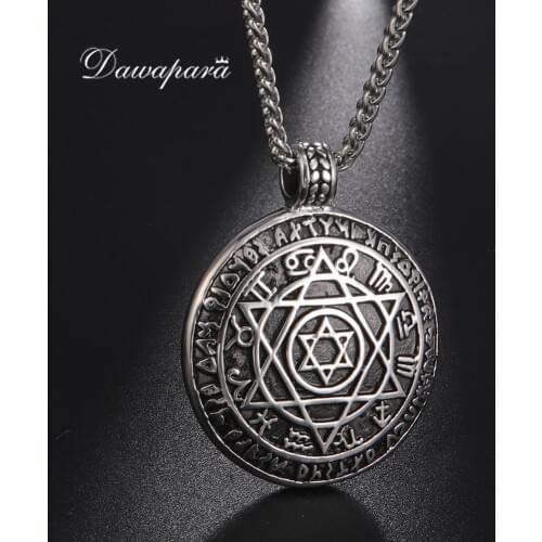 Dawapara Seal Solomon Six-pointed Star 12 Constellation Stereoscopic Pendant Hexagram Never Fade Stainless Steel Men Necklaces