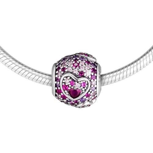 DIY Fits for Pandora Charms Bracelets Asymmetric Hearts of Love Beads 100% 925 Sterling-Silver-Jewelry Free Shipping