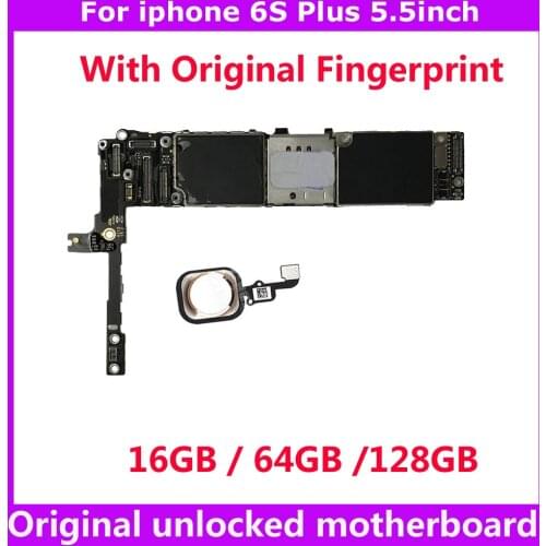 For iphone 6S Plus 100% Original Fingerprint IOS system logic board 16gb 64GB 128gb unlocked motherboard with / without Touch ID