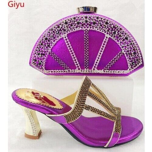 Doershow purpleShoes and Bag To Match Italian Women Shoe and Bag To Match for Parties African Shoes and Bags Matching Set!HKN1-4