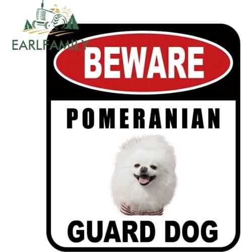 EARLFAMILY 13cm x 11cm BEWARE POMERANIAN GUARD DOG Car Sticker Cover Scratches Composite Sign Pet Dog Funny Car Decal