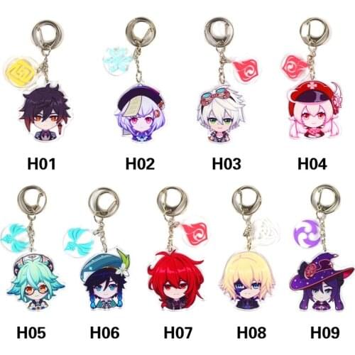 Genshin Impact Man Keychain Acrylic Key Chain Anime Women Key Holder Couples Keyring Cartoon Pendant Zinc Alloy Brelok Project