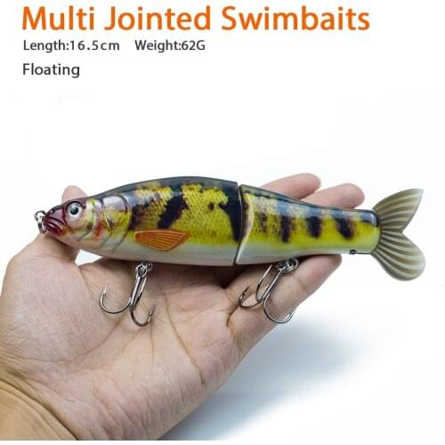 Hanlin 6.5inch 56g Floating Wobbler Jointed Fishing Lures Hard Glide Bait Soft Tail Float Slide Swimbait Bass Fishing Tackle
