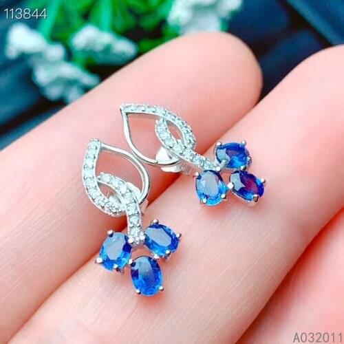 KJJEAXCMY fine jewelry natural sapphire 925 sterling silver classic girl earrings new Ear Studs support test hot selling