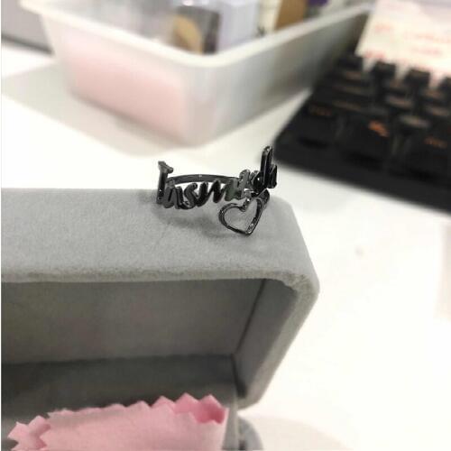 Customized Heart Name Ring For Men Personalized Upper And Lower Double Layer Design Name With Hollow Solid Jewelry For Women BFF