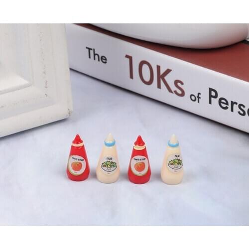 Doll House Acessories New 4pcs/set 1:12 Dollhouse Miniature Food Mini Ketchup Salad Dressing Imitation Toy