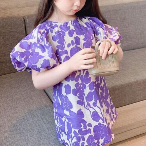 Summer dress Girls Dresses Cotton Floral Pattern All-match Breathable Kids Short Sleeve Princess Dress vestidos de verano