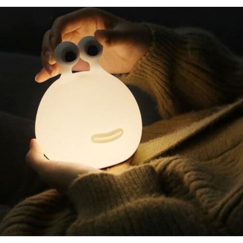Cute Soft Slug Shape Night Light with Touch Control USB Rechargeable Desktop Baby Kids LED Silicone Lamp Home Bedroom
