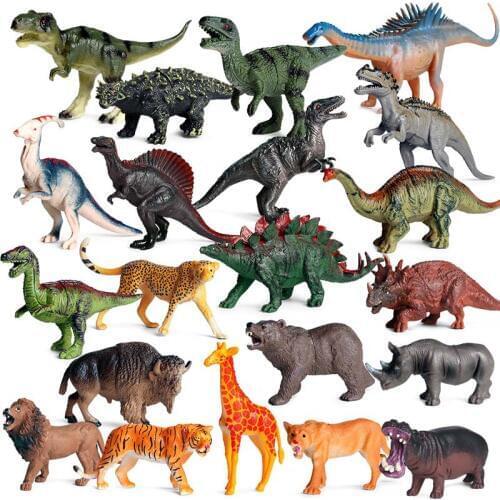 Jurassic Dinosaur Model Tyrannosaurus Triceratops Velociraptor Wild Animal Action Figures Lion Tiger giraffe Figurine Kids Toys