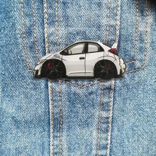 Fashion Vintage Pins Small White Car Brooch Backpack Clothes Lapel pin Scarf Buckle Acrylic Jewelry Badges Gift for Kids