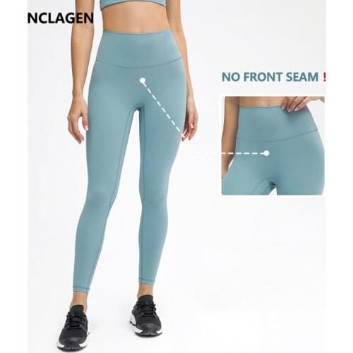 NCLAGEN 2021 Yoga Pants Women Naked-feel Soft NO FRONT SEAM High Waist Leggings Sport Fitness Squat Proof Elastic GYM Tights