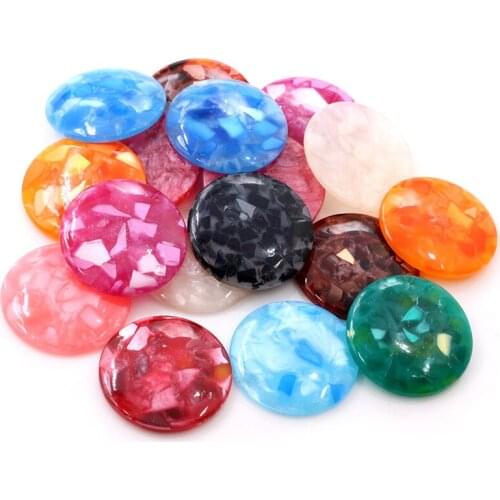New Fashion 10pcs 25mm Mix Color Artificial shells Flat Back Resin Cabochons Cameo G5-36
