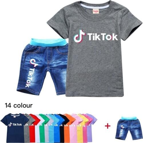 Toddler Girls Clothes Kids Summer Letter T Shirt + Denim Shorts 2pcs/Set Girls Outfits Sport Suit Children Tracksuit 2-16Year