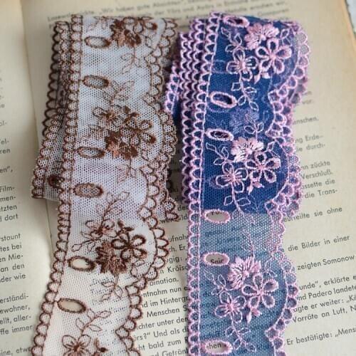 Promotion Price! 5m/Lot 4.5CM Polyester Scallop Lace Embroidered Crocheted Trims DIY Clothing Decorative Sewing Crafts Z425