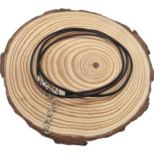 Black Brown Waxed Leather Cord Rope Chain Necklace With Extender Lobster Clasp Diy Jewelry Making Accessories