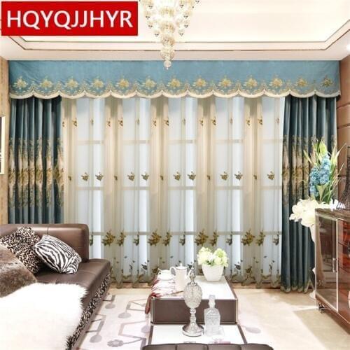 Europe and the United States top embroidery curtains for Living Room Windows luxury classic custom villa curtain for Bedroom