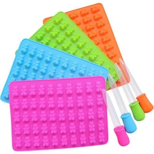 50 holes Silicone Gummy Bear Chocolate Mold Candy Maker Ice Tray Jelly Moulds Fondant Mold LX9121