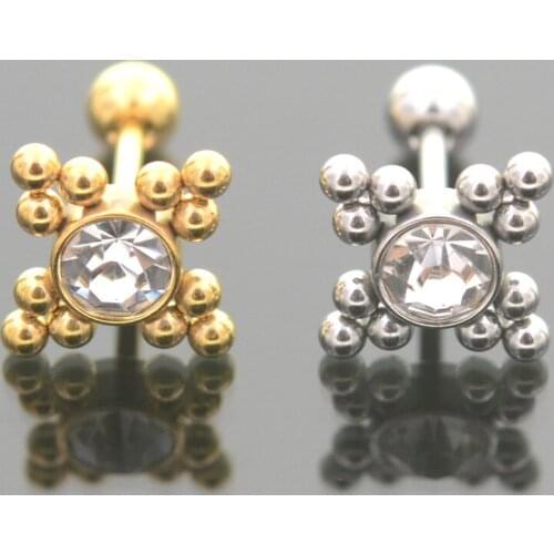 Starose 2Pcs 0.8mm Ball Rhinestone Lobe Earrings Stainless Steel Star Cartilage Tragus Piercing Helix Piercing Ear Stud Jewelry