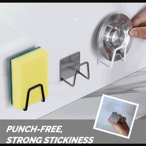 Storage Organizer Sponges Holder Self Adhesive Kitchen Supplies Non-slip Multi Purpose 304 Stainless Steel Sink Accessories