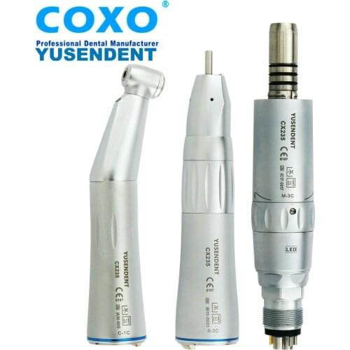 Dental Low Speed Handpiece Fiber Optic Inner Water Straight Contra Air Motor 6Holes Air Turbine CX235C COXO/YUSENDENT