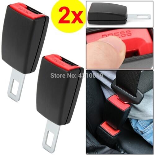 2pcs/Pairs Universal Car Auto Seat Belt Buckle Clip Extender Extension Lock Safety Alarm Stopper Plug Accessories Kit-Black